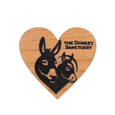 D19148 The donkey sanctuary wooden heart magnet