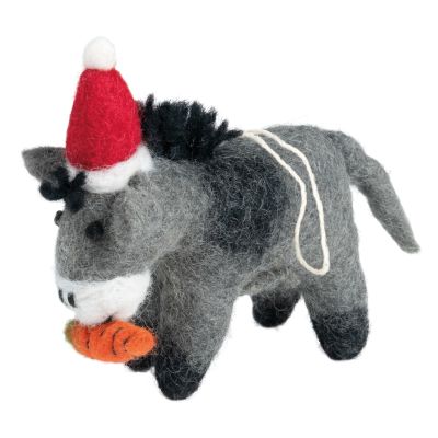 Felt Donkey - Eating Carrot Decoration