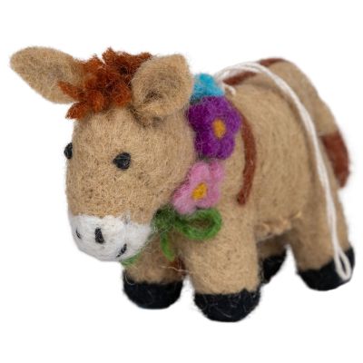 Felt Donkey with Flower Garland