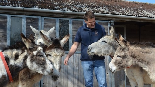 Ben Hart, Senior Lead in Behaviour and Human Behaviour, with Blackpool donkeys.