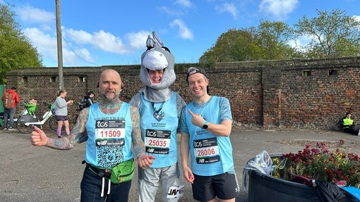 Andy, James and Paul at the London Marathon.