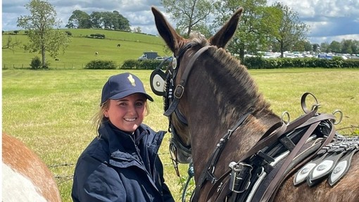 Donkey Welfare Adviser Jess Bush with Malcom the Mule