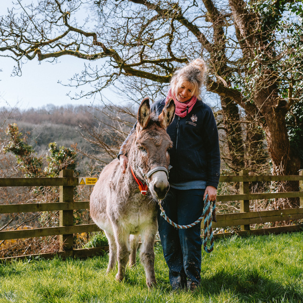 Clarkie with Lisa Coles at Paccombe Farm in Devon