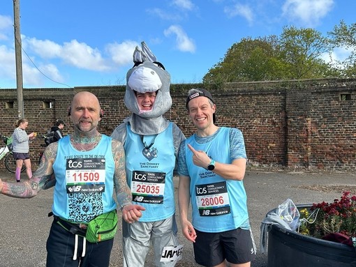 Andy, James and Paul at the London Marathon.